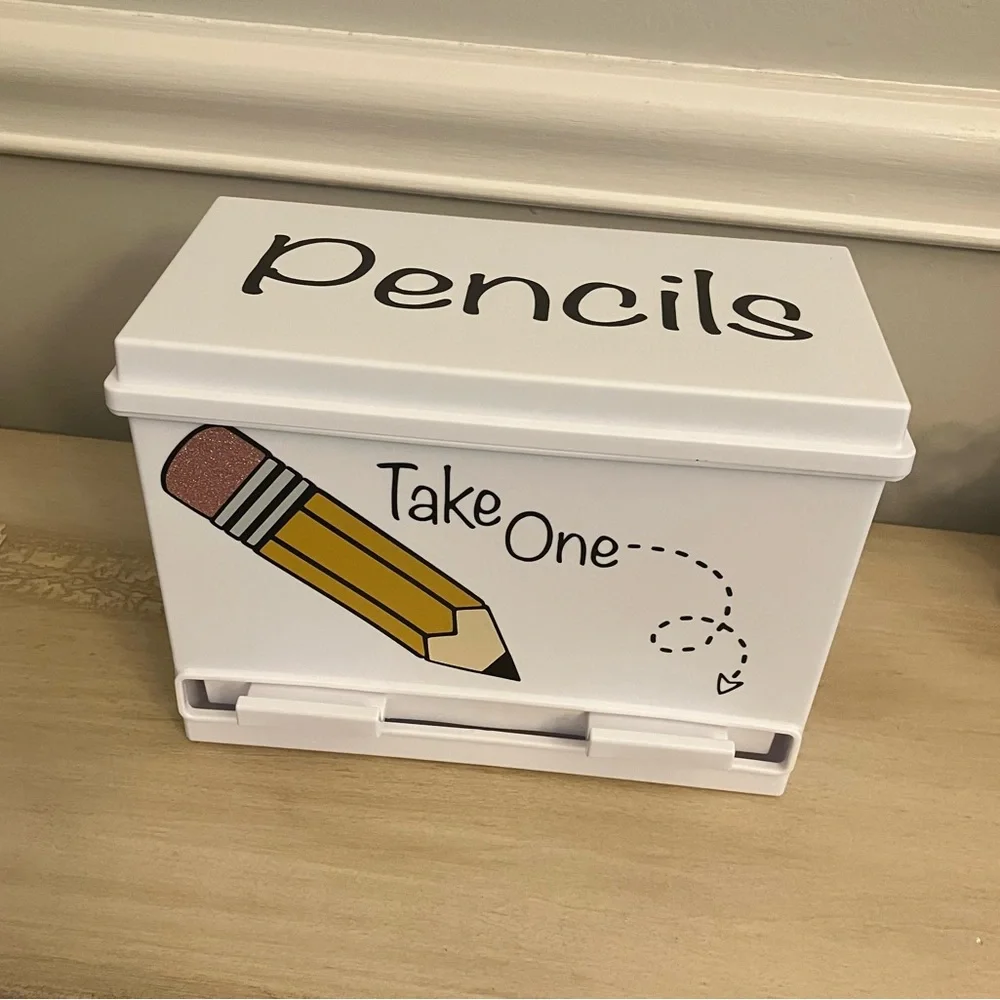 White Plastic Pencil Dispenser Box